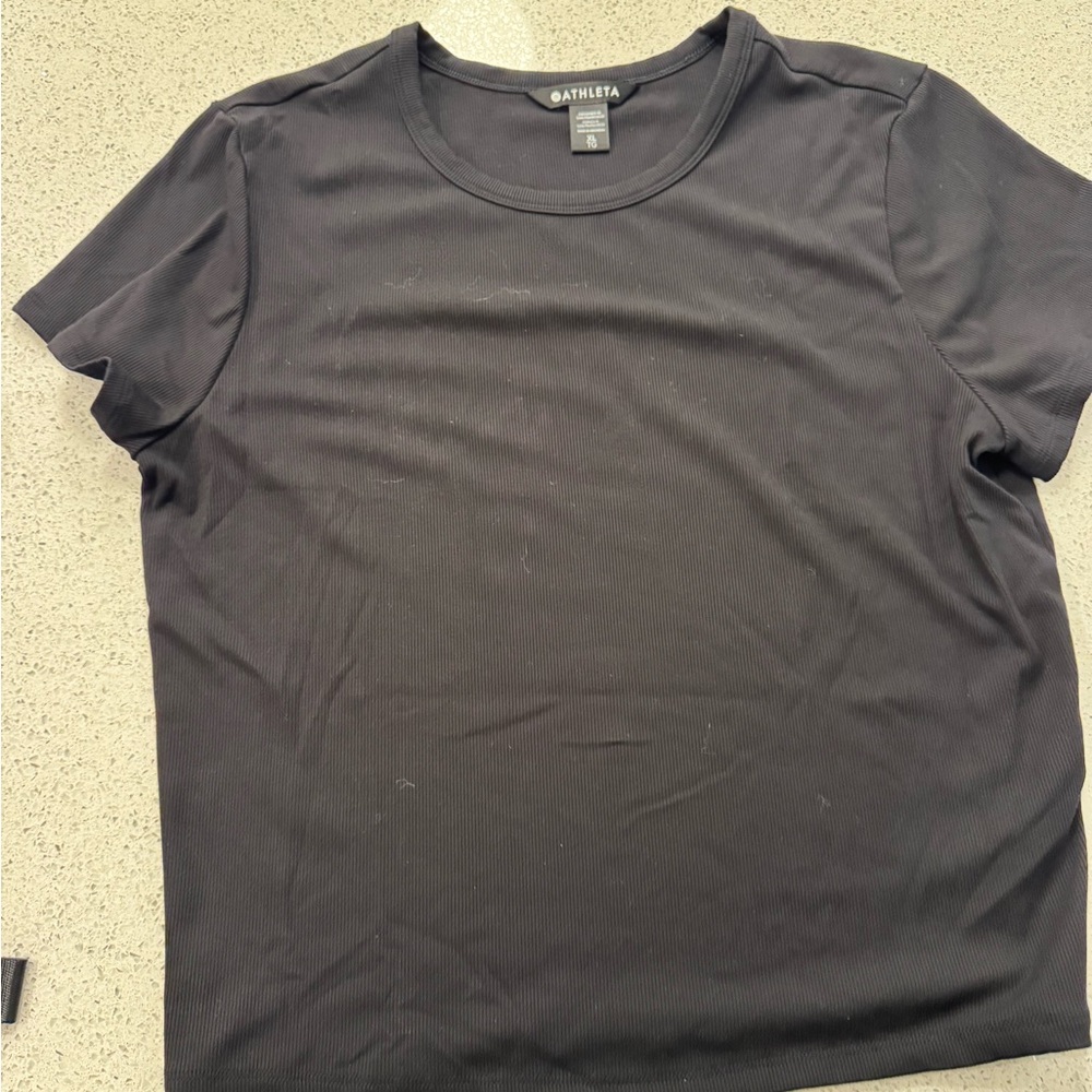 Athleta Black Short Sleeve Tee Classic Crew Neck